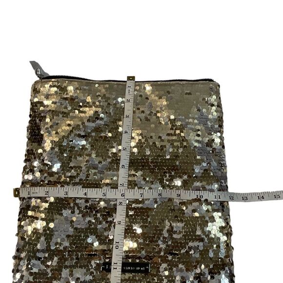 BCBGeneration Women’s Black & Gold Sequin Fold Over Clutch Bag Zippered 13 X 12 - Picture 10 of 11